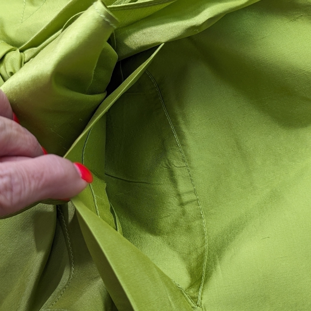Y2K Trina Turk Silk Bow Mini Skirt Chartreuse Green S - Picture 11 of 12
